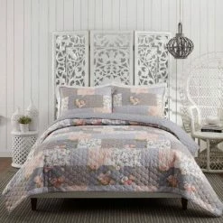 Promo 🎁 La Flor Quilt Sets - Modern Heirloom Blush/gray ✔️