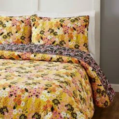 Cheapest 🔔 Sunny Garden Quilt & Sham Set Yellow/Pink/Black - Teresa Chan for Makers Collective 🔥 -Bedding Sets & Collections Sales Shop unnamed file 14664