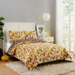 Cheapest 🔔 Sunny Garden Quilt & Sham Set Yellow/Pink/Black - Teresa Chan for Makers Collective 🔥 -Bedding Sets & Collections Sales Shop unnamed file 14665