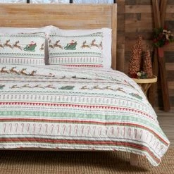 Buy 🔔 Great Bay Home Reversible Christmas Stripes 3-Piece Quilt Set With Shams Festive Collection ✔️ -Bedding Sets & Collections Sales Shop unnamed file 14735