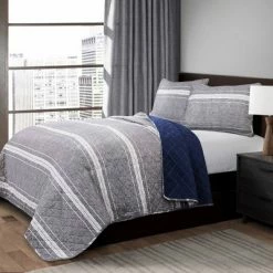 Best Sale ⭐ Lush Decor Gray Marlton Stripe Quilt Set - Lush Décor 💯 -Bedding Sets & Collections Sales Shop unnamed file 14768