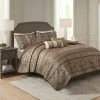 Flash Sale ⌛ Madison Park Mirage 6pc Polyester Jacquard Quilted Coverlet Bedding Set Brown/gold ⌛