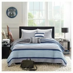 Buy 🛒 Intelligent Design Blain Quilted Coverlet Set Blue 🔥