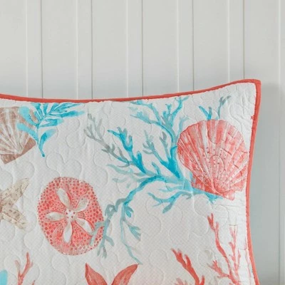 Brand new ❤️ Madison Park Coral Ocean View Printed Quilt Set 6pc 👍 2 Brand new ❤️ Madison Park Coral Ocean View Printed Quilt Set 6pc 👍 - Image 2