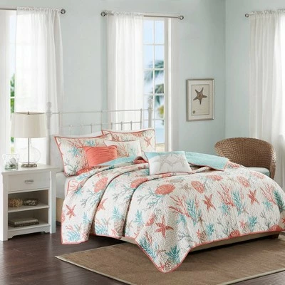 Brand new ❤️ Madison Park Coral Ocean View Printed Quilt Set 6pc 👍 8 Brand new ❤️ Madison Park Coral Ocean View Printed Quilt Set 6pc 👍 - Image 8