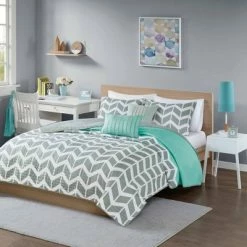 Top 10 💯 Intelligent Design Chevron Darcy Quilted Coverlet Set Multiple Piece - JLA Home Teal 🔥