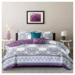 Best deal 👍 Intelligent Design Camryn Medallion Printed Quilt Set Purple 🤩