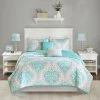 Flash Sale 👏 Intelligent Design Chelsea Damask Quilted Coverlet Set Aqua 🧨