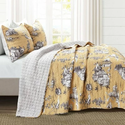 Brand new 🎁 Lush Decor French Country Toile Cotton Reversible Quilt - Lush Décor White/charcoal 😀 1 Brand new 🎁 Lush Decor French Country Toile Cotton Reversible Quilt - Lush Décor White/charcoal 😀
