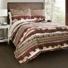 Promo 😍 Lush Decor 3pc Lodge Reversible Quilt Set Red/Brown - Lush Décor 🌟