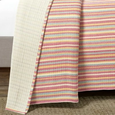 Hot Sale ✔️ Lush Decor Tracy Stripe Kantha Pick Stitch Yarn Dyed Cotton Woven Quilt/Coverlet Set - Lush Décor Rust/yellow 🎉 3 Hot Sale ✔️ Lush Decor Tracy Stripe Kantha Pick Stitch Yarn Dyed Cotton Woven Quilt/Coverlet Set - Lush Décor Rust/yellow 🎉 - Image 3
