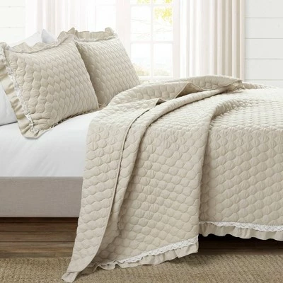 Cheapest 🛒 Lush Decor 3pc Ella Lace Ruffle Quilt Set - Lush Décor White ⭐ 1 Cheapest 🛒 Lush Decor 3pc Ella Lace Ruffle Quilt Set - Lush Décor White ⭐