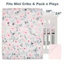 Best deal 🛒 Bedtime Originals Blossom Pink Watercolor Floral 3-Piece Mini Crib Bedding Set 👏