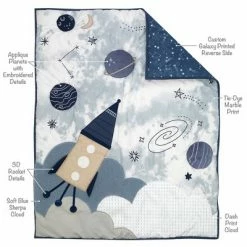 Cheapest 😀 Lambs & Ivy Sky Rocket 5-Piece Blue Galaxy/Space Nursery Baby Crib Bedding Set 🎁 -Bedding Sets & Collections Sales Shop unnamed file 15314