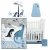 New 🛒 Lambs & Ivy Baby Dino Blue/White Dinosaur Nursery 6-Piece Crib Bedding Set 🔔