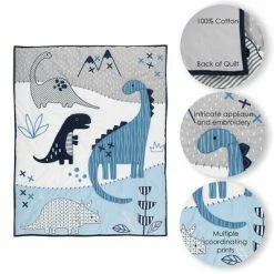 New 🛒 Lambs & Ivy Baby Dino Blue/White Dinosaur Nursery 6-Piece Crib Bedding Set 🔔 -Bedding Sets & Collections Sales Shop unnamed file 15334