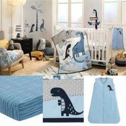 New 🛒 Lambs & Ivy Baby Dino Blue/White Dinosaur Nursery 6-Piece Crib Bedding Set 🔔 -Bedding Sets & Collections Sales Shop unnamed file 15337