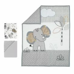 New 😀 Lambs & Ivy Jungle Safari Elephant 3-Piece Mini Crib Bedding Set - Gray/White 👏 -Bedding Sets & Collections Sales Shop unnamed file 15373