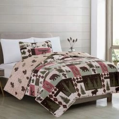 Cheapest β€οΈ Great Bay Home Rustic Lodge Printed Reversible Quilt Set βοΈ