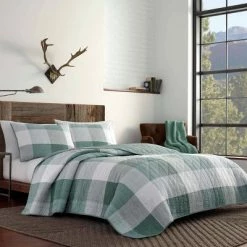 Best reviews of 🔔 Boulder Plaid Reversible Quilt & Sham Set - Eddie Bauer Gray 💯