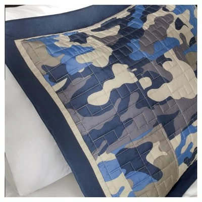 Cheap 𧨠Mi Zone Liam Camouflage Print Quilted Coverlet Set - Blue π 4 Cheap 𧨠Mi Zone Liam Camouflage Print Quilted Coverlet Set - Blue π - Image 4