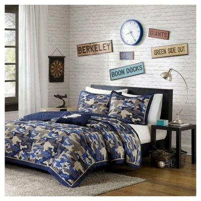 Cheap 𧨠Mi Zone Liam Camouflage Print Quilted Coverlet Set - Blue π 5 Cheap 𧨠Mi Zone Liam Camouflage Print Quilted Coverlet Set - Blue π - Image 5