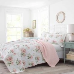 Wholesale 😀 Honeysuckle Reversible Quilt Set Pink - Laura Ashley ❤️