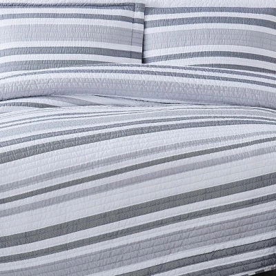 Outlet π Curtis Stripe Quilt Set White/Gray - Truly Soft π₯ 1 Outlet π Curtis Stripe Quilt Set White/Gray - Truly Soft π₯
