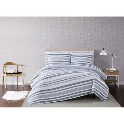 Outlet π Curtis Stripe Quilt Set White/Gray - Truly Soft π₯ 5 Outlet π Curtis Stripe Quilt Set White/Gray - Truly Soft π₯ - Image 5