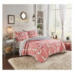 Outlet 😀 Llama Drama Quilt Set Coral - Vue 🧨 -Bedding Sets & Collections Sales Shop unnamed file 15672