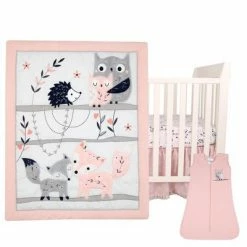 Best deal 🎁 Lambs & Ivy Forever Friends 4-Piece Nursery Crib Baby Bedding Set - Blue, Pink ✔️