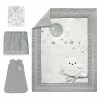 Deals ⭐ Lambs & Ivy Luna White/Gray Celestial Owl 4-Piece Nursery Baby Crib Bedding Set 😍