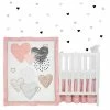 Flash Sale 💯 Lambs & Ivy Signature Heart to Heart 4-Piece Crib Bedding Set - Pink, Gray 😍