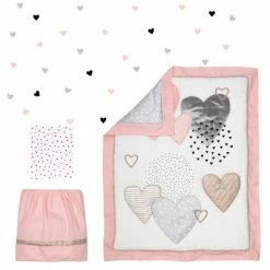 Flash Sale 💯 Lambs & Ivy Signature Heart to Heart 4-Piece Crib Bedding Set - Pink, Gray 😍 -Bedding Sets & Collections Sales Shop unnamed file 16483