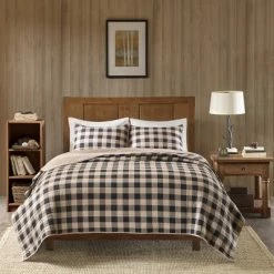 New 💯 Woolrich Buffalo Check Oversized Quilt Mini Set Gray ✨