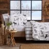 Best Sale 🎁 Great Bay Home Wilderness Lodge Reversible Quilt Set King Grey ⌛