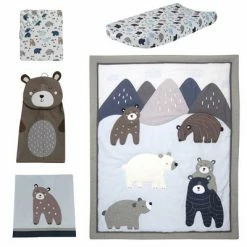 Hot Sale 🎉 Lambs & Ivy Signature Montana 5-Piece Baby Crib Bedding Set - Blue,Grey,Brown Bears and Mountains 🔥 -Bedding Sets & Collections Sales Shop unnamed file 16600
