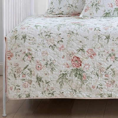 Promo ❤️ 39" X 75" Breezy Floral Daybed Quilt & Sham Bonus Set Pink - Laura Ashley ✔️ 3 Promo ❤️ 39" X 75" Breezy Floral Daybed Quilt & Sham Bonus Set Pink - Laura Ashley ✔️ - Image 3