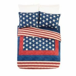 Outlet 🔔 3pc Americana Patch Quilt Set Blue/Red - Modern Heirloom ⌛