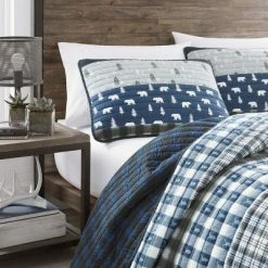 Best Pirce 👍 Creek Plaid Reversible Quilt Set Blue - Eddie Bauer ❤️