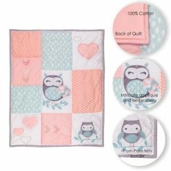 Wholesale 👏 Lambs & Ivy Sweet Owl Dreams Pink Heart Nursery 5-Piece Baby Crib Bedding Set 🎉 -Bedding Sets & Collections Sales Shop unnamed file 16882