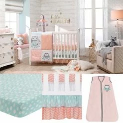Wholesale 👏 Lambs & Ivy Sweet Owl Dreams Pink Heart Nursery 5-Piece Baby Crib Bedding Set 🎉 -Bedding Sets & Collections Sales Shop unnamed file 16888
