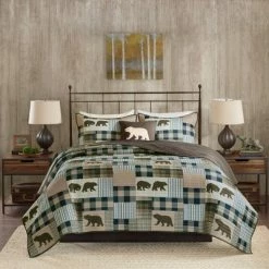 Cheap 😀 Woolrich Twin Falls Oversized Quilt Set Brown/blue 👍