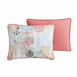 Outlet 🛒 Geneva Home Fashion Queen 5pc Heritage Bay Belize Coastal Quilt & Sham Set Coral ⭐ -Bedding Sets & Collections Sales Shop unnamed file 17263