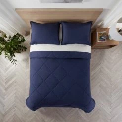 Budget 🎉 Supersoft Bed in a Bag Reversible Comforter Set - Serta Navy 👍