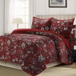 Promo 😀 Amara Digital Printed Oversized Velvet Quilt Set - Tribeca Living Indigo ✨