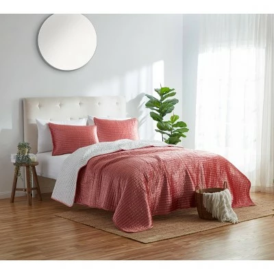 Coupon ✨ Aviva Velvet Pick Stitch Quilt Set - Refinery29 Berry ⌛ 1 Coupon ✨ Aviva Velvet Pick Stitch Quilt Set - Refinery29 Berry ⌛
