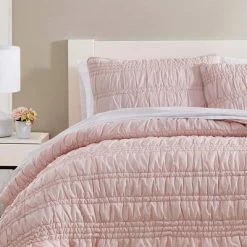 Deals π Scrunch Stripe Microfiber Quilt & Sham Set - Poppy & Fritz Pink π