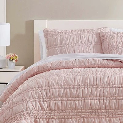Deals π Scrunch Stripe Microfiber Quilt & Sham Set - Poppy & Fritz Pink π 1 Deals π Scrunch Stripe Microfiber Quilt & Sham Set - Poppy & Fritz Pink π
