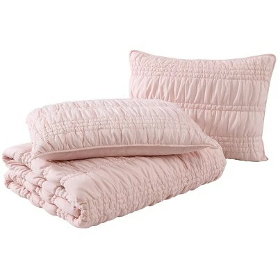 Deals π Scrunch Stripe Microfiber Quilt & Sham Set - Poppy & Fritz Pink π 5 Deals π Scrunch Stripe Microfiber Quilt & Sham Set - Poppy & Fritz Pink π - Image 5